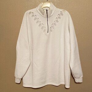 Vintage Lee Heavyweight White Sweatshirt with embroidery cut-out detail Size XL